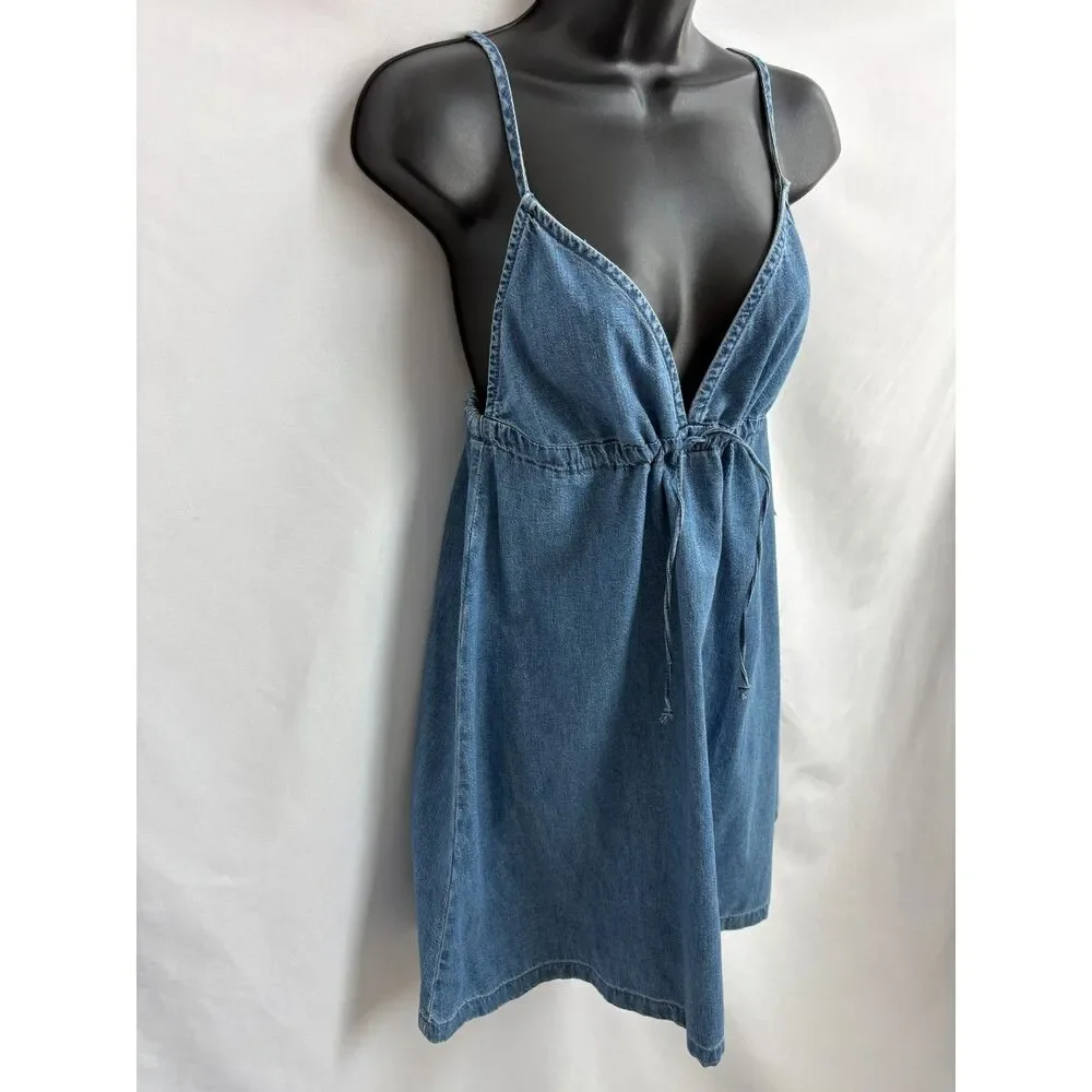 GAP NWT Denim Mini Dress Size S Tie Front Y2K 90s Classy Classic Summer Shift
